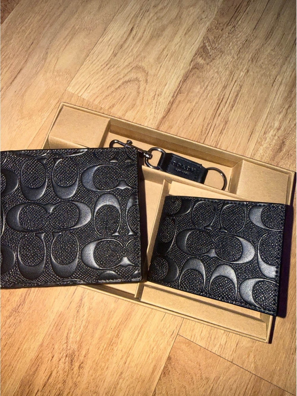 Coach 3 in 1 Black Wallets and Keychain Set